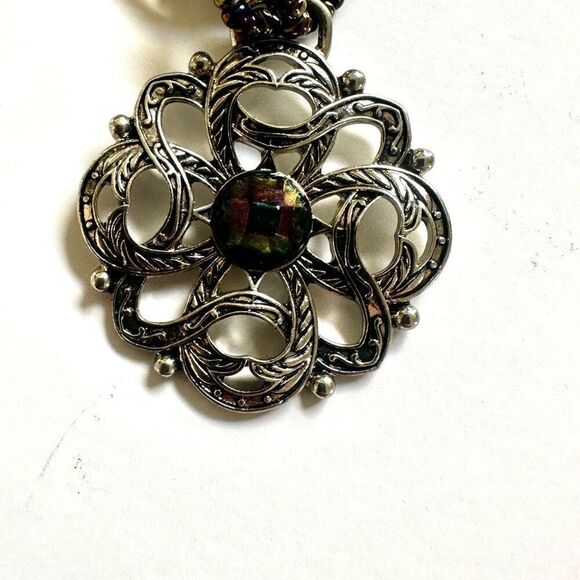 Cookie Lee irridescent beaded multi strand pendant necklace - Picture 9 of 10